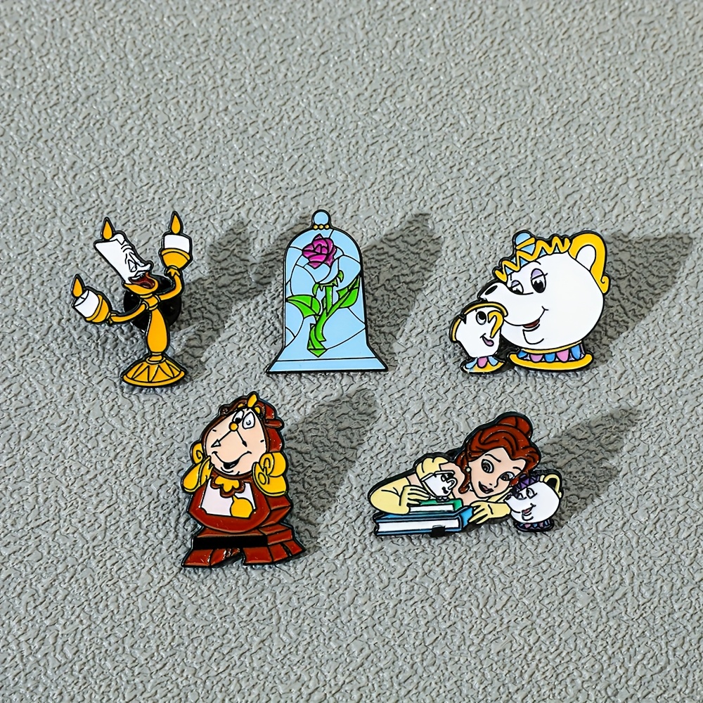 Healing Anime Mrs Potts Enamel Pins Metal Badges - Set of 6